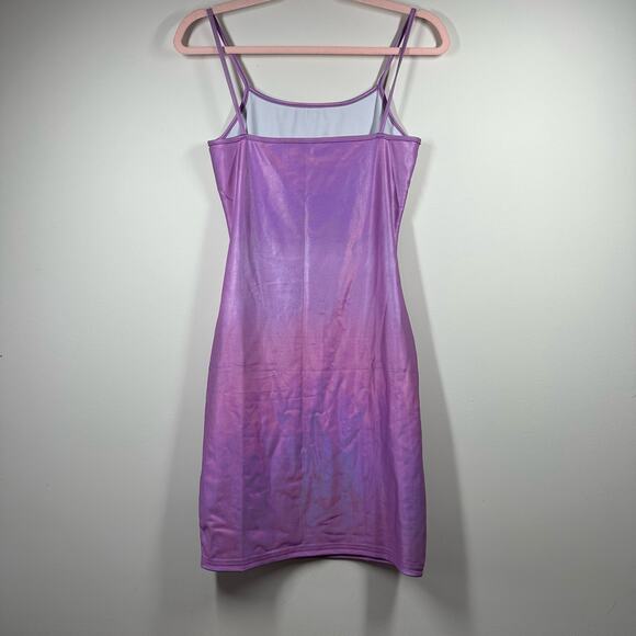 Purple Iridescent Spaghetti Strap Bodycon Mini Dress Medium - Picture 2 of 7